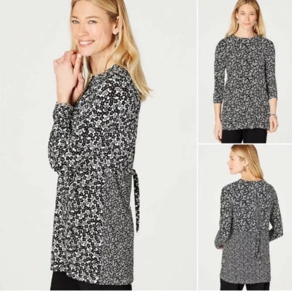 J Jill Wearever Multi Print Cape Back Tunic - Picture 3 of 14